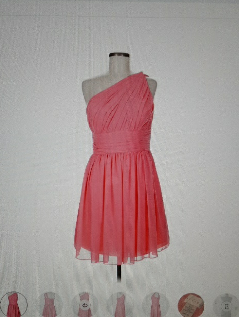 Bill Levkoff  One-Shoulder Chiffon Cocktail Dress Hot Pink
